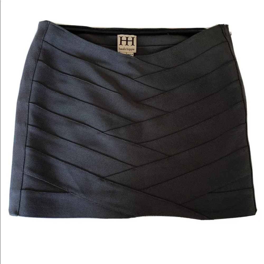 Haute Hippie Grey Mini Bandage Skirt